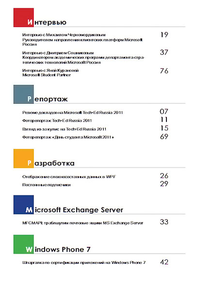 MSDeveloper.RU №11 ноябрь 2011 содержание 1