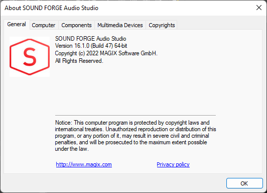 MAGIX SOUND FORGE Audio Studio 16.1.0.47