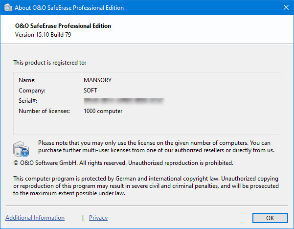 O&O SafeErase Professional 15.10 Build 79