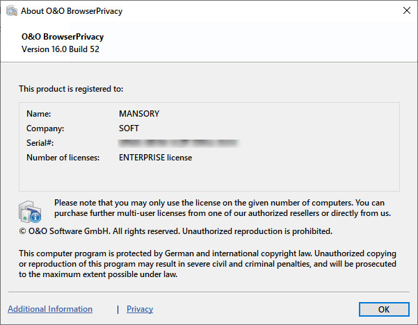 O&O BrowserPrivacy 16.0 Build 52