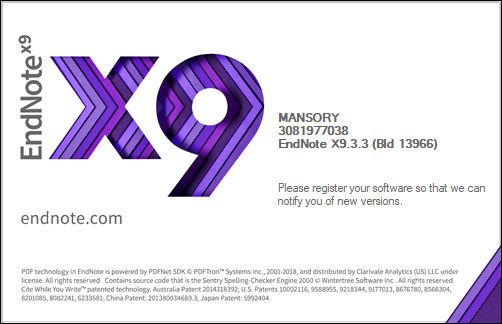 EndNote X9.3.3 Build 13966