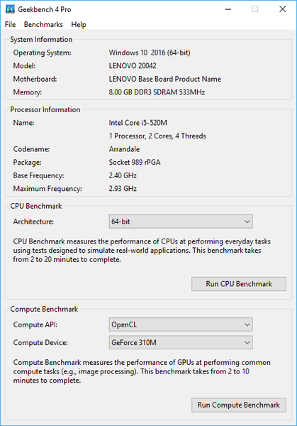 Geekbench 4.4.0 Pro