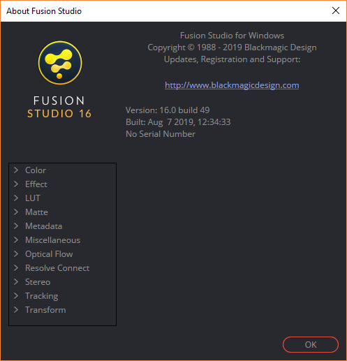 Blackmagic Design Fusion Studio 16.0 Build 49