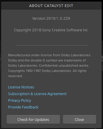 Sony Catalyst Production Suite 2019.1