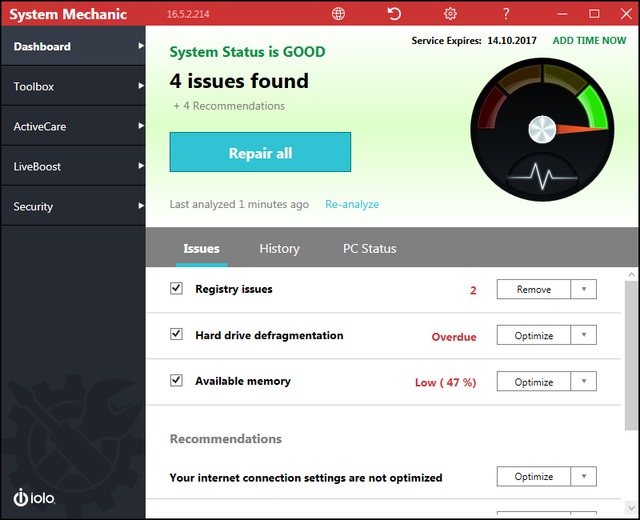 System Mechanic 16.5.2.214