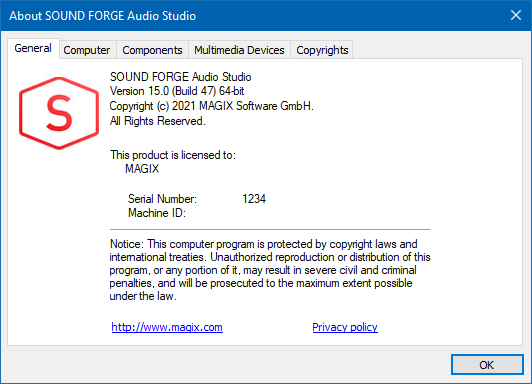 MAGIX SOUND FORGE Audio Studio 15.0 Build 47