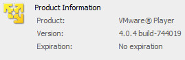 VMware Player 4.0.4 Build 744019